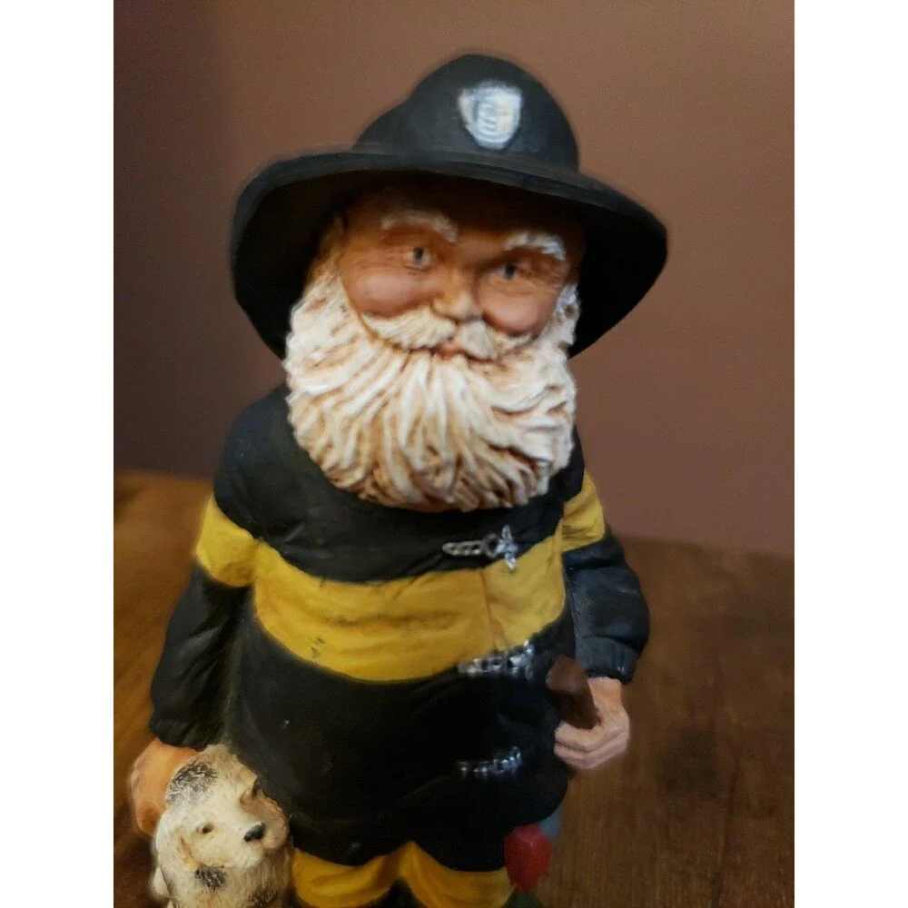 Fireman Dog Figurine Santa Axe TNT Vintage 1993 Christmas Black Yellow Dalmatian